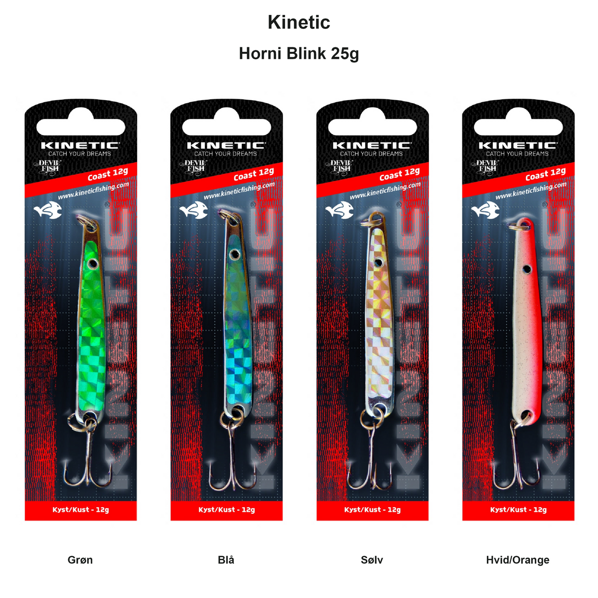 Farveoversigt – Kinetic Horni Blink 25g