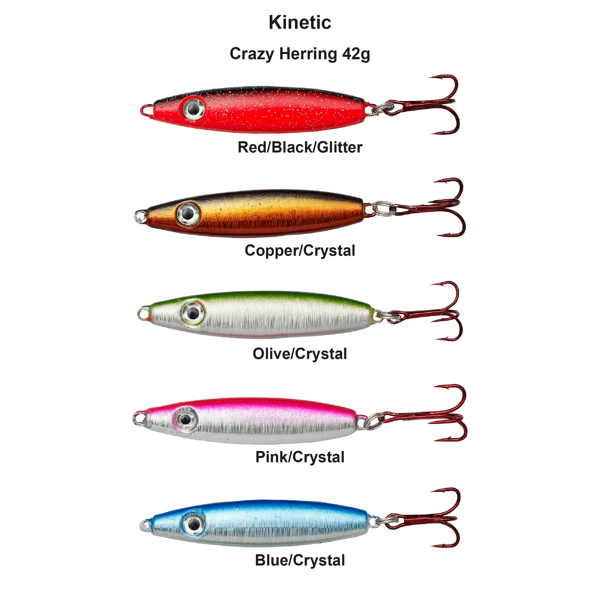 Farveoversigt – Kinetic Crazy Herring 42g