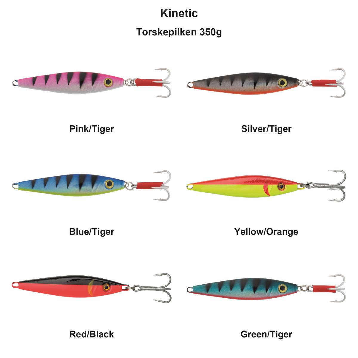 Farveoversigt – Kinetic Torskepilken 350g