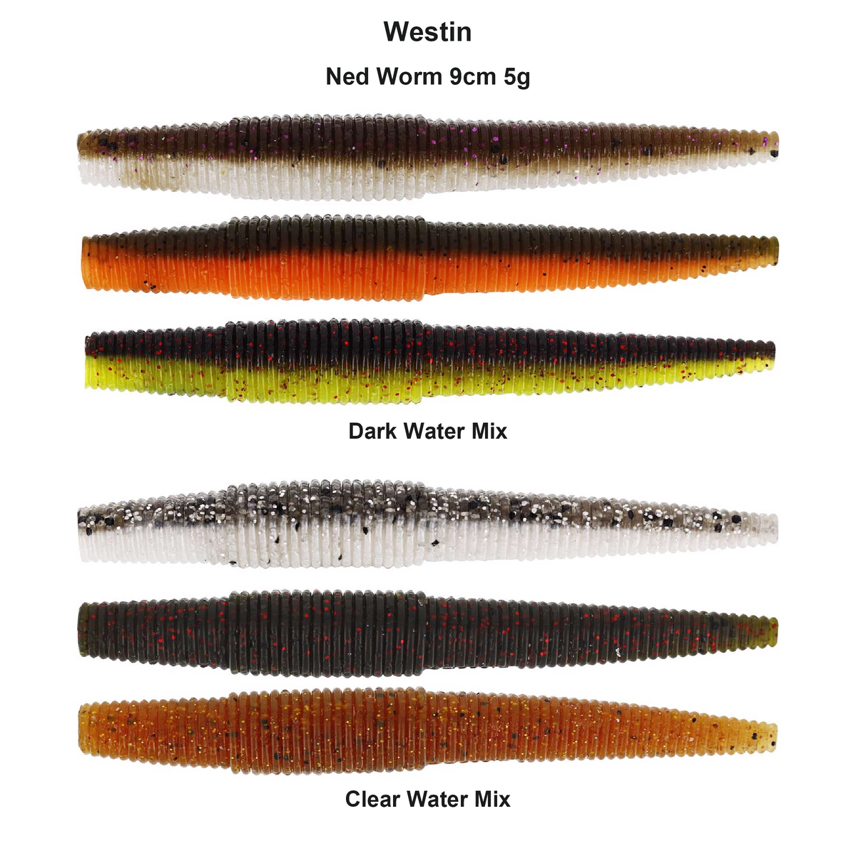 Farveoversigt – Westin Ned Worm 9cm 5g