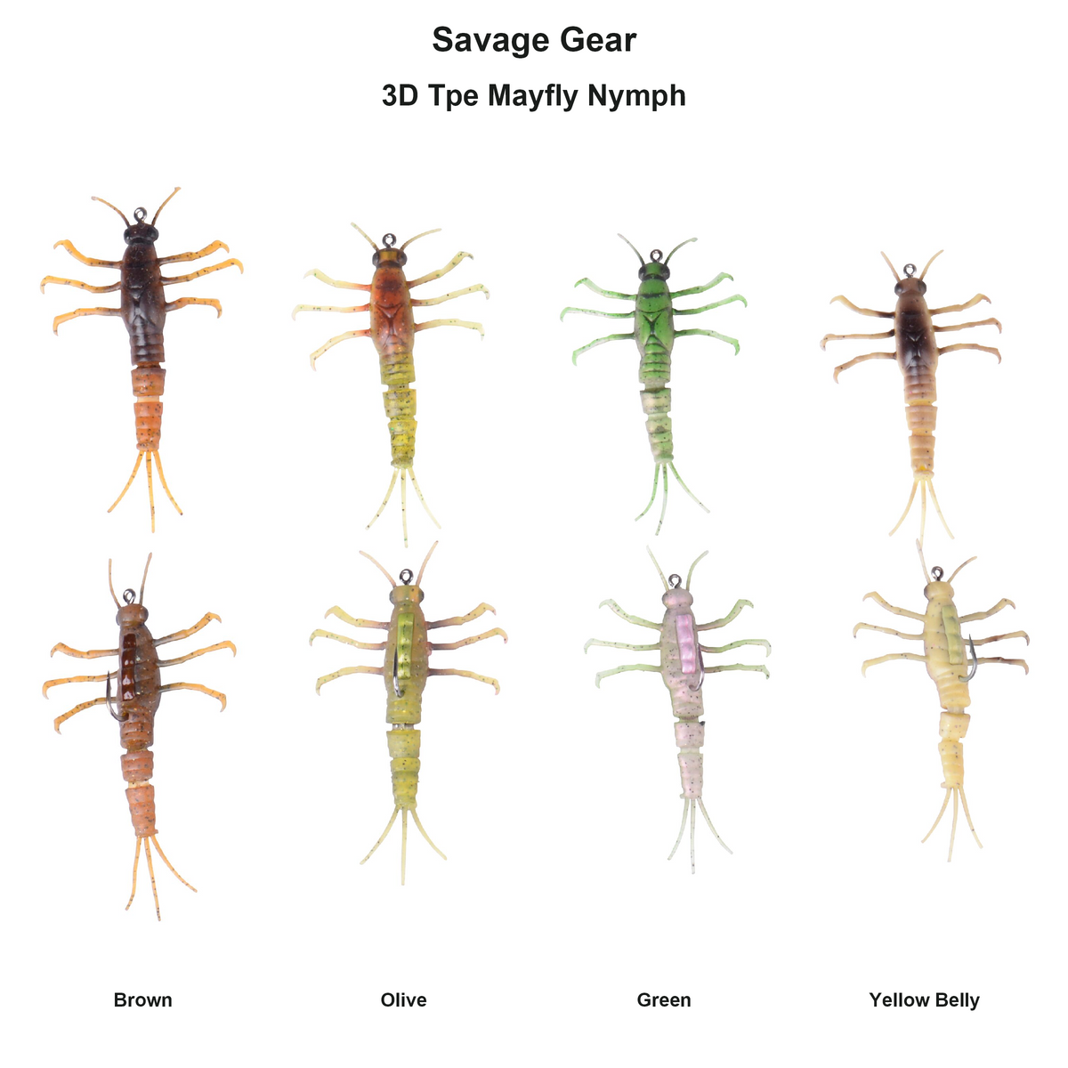 Farveoversigt – Savage Gear 3D Tpe Mayfly Nymph