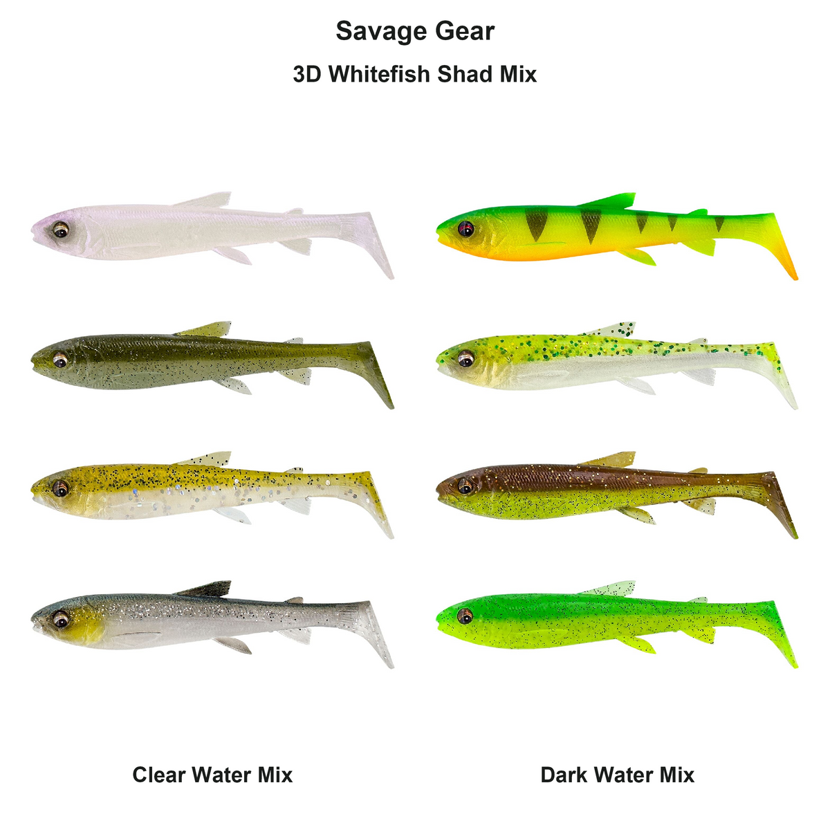 Farveoversigt – Savage Gear 3D Whitefish Shad Mix