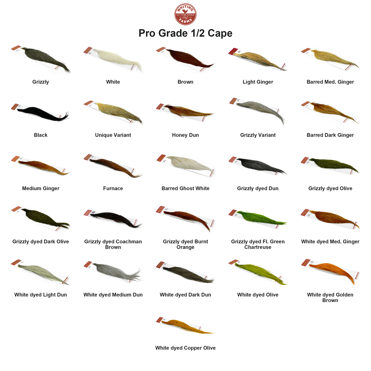 Farveoversigt – Whiting Pro Grade 1/2 Cape