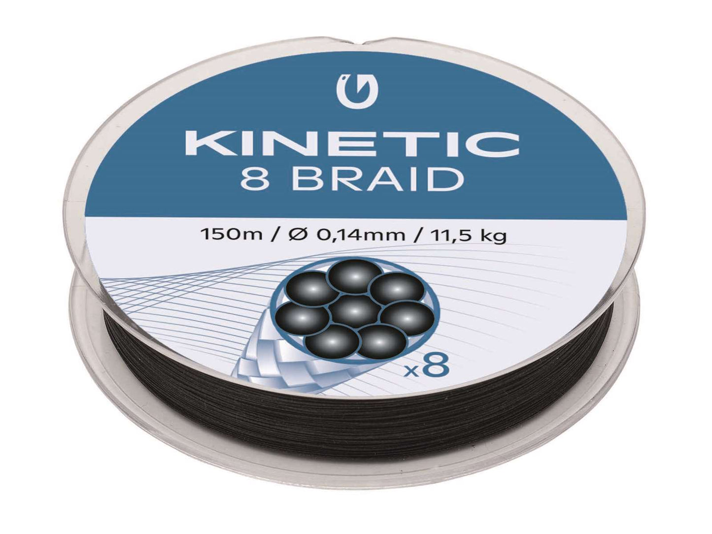 Kinetic 8-fach geflochten, schwarz, 150 m