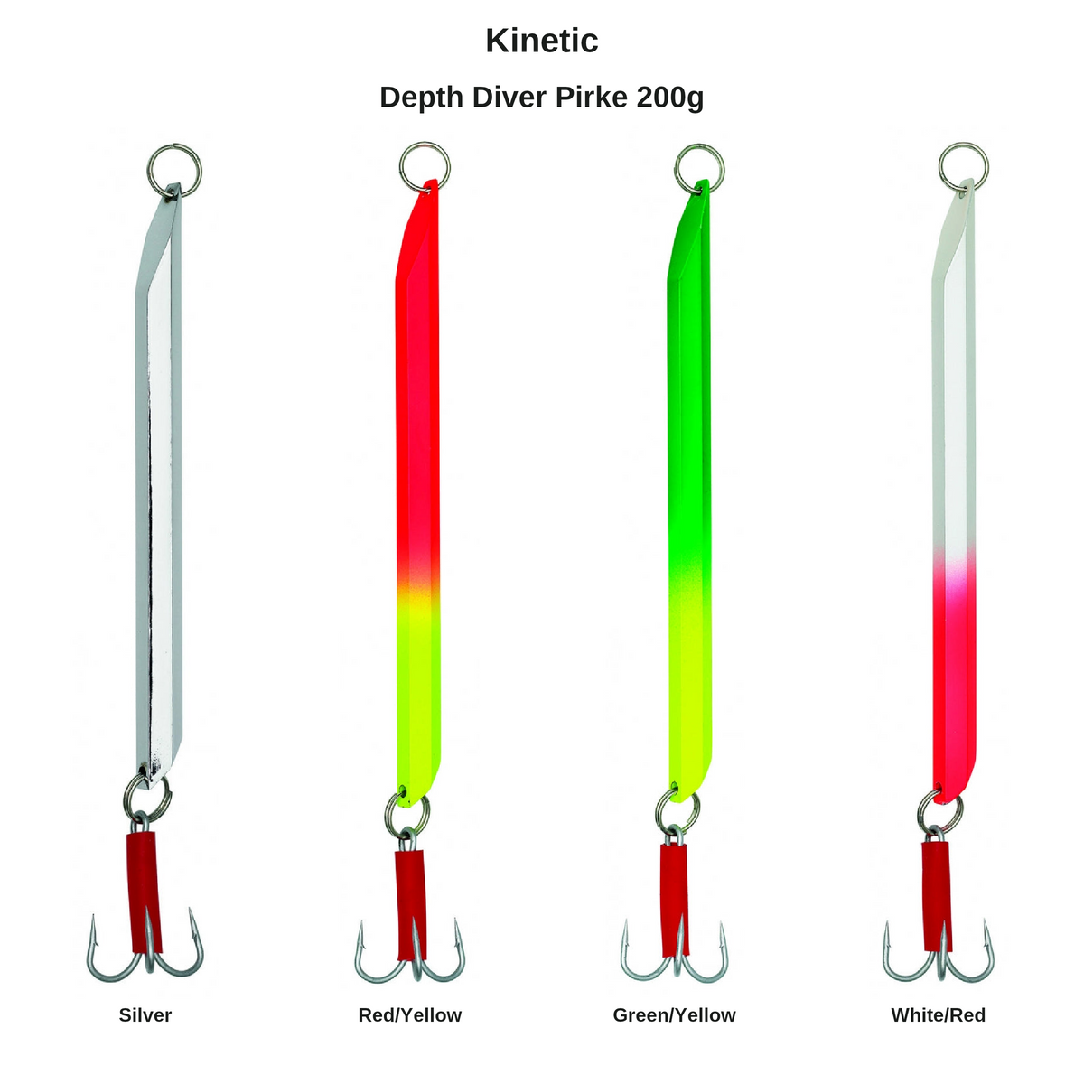 Kinetic Depth Diver Pirke 200g – farveoversigt med 4 farver